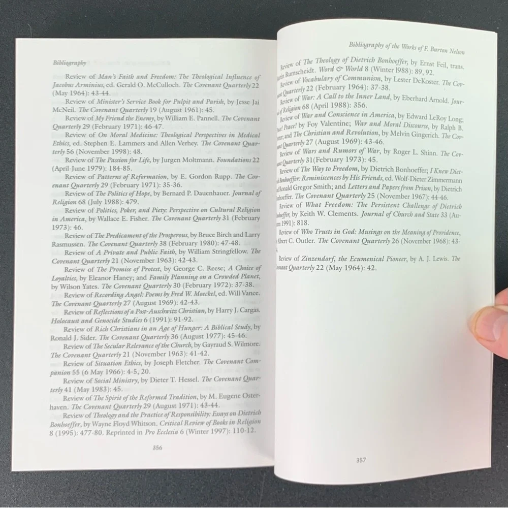 Reflections on Bonhoeffer: Essays in Honor of F. Burton Nelson. 1999.